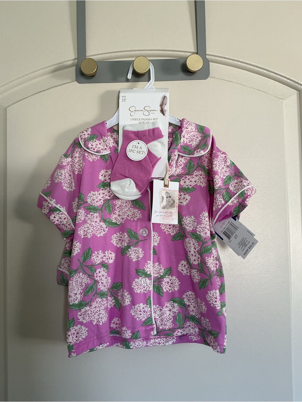 Jessica Simpson Pink Floral Short Sleeve Pajama Set